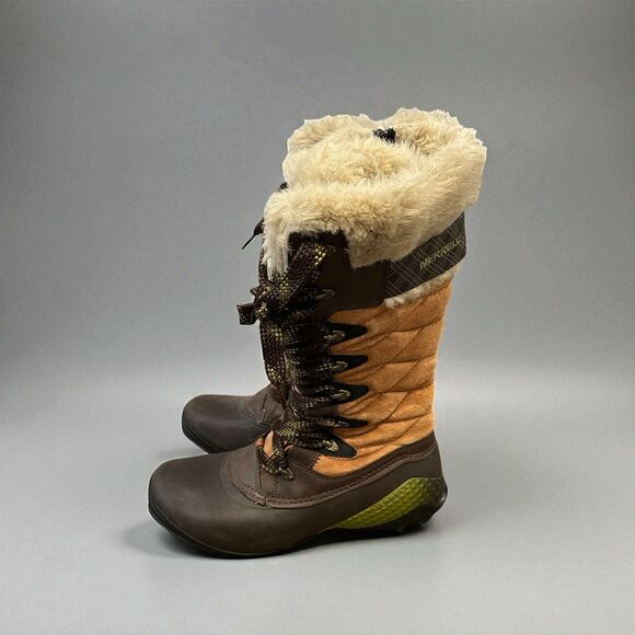 Merrel Boots Womens 8 Winterbelle Peak Waterproof Insulated Faux Fur Brown Boot - Picture 8 of 14